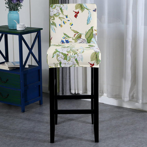 Red Barrel Studio® Stretch Bar Stool Covers Set Of 2, Stretch Removable Washable Printed Bar ...